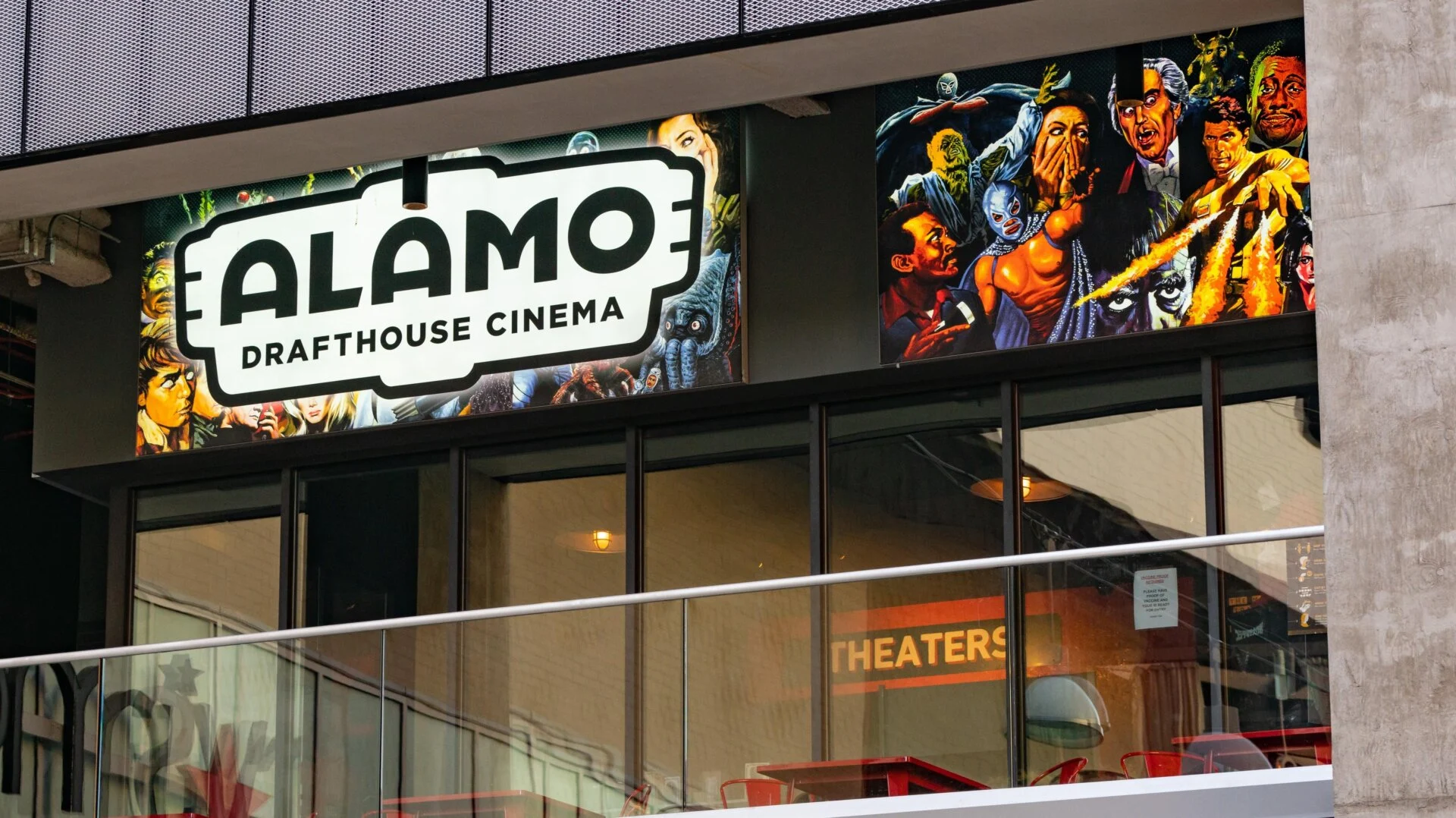Alamo Drafthouse sign on exterior of a building
