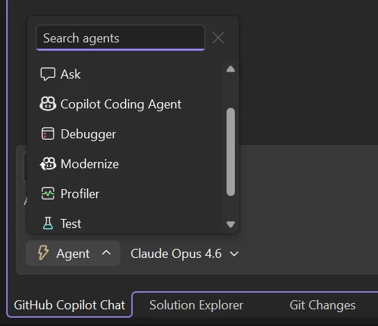 Agentes personalizados no Visual Studio: agentes integrados e criados por você mesmo